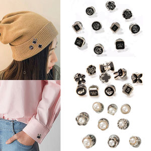 THANKSKY 10 cái / bộ Có thể điều chỉnh Không có móng tay Ngọc trai Phụ nữ Rhinestone Buttons Brooch Pins Trang trí quần áo Bộ nút áo sơ mi Khăn quàng cổ Cufflinks
