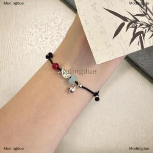 [COD] Modingdue 2pcs Matching Fish Braided Friendship Bracelets Black Red Rope Jewelry Braided Cord Bracelet For Best Friend Couples