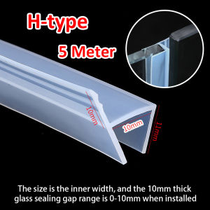 5 Meter H-type Glass Door Seal Strip Bath Shower Screen Door Seal Strip Glass Thickness 10mm