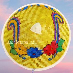 Topi caping petani motif bunga - caping lukis anak aesthetic - topi karnaval anak