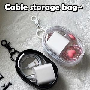 MISUPS 1Pcs Outdoor Travel Data Cable Storage Box Protective Cover Headset Data Cable Organizer Box Durable Clear Storage Bag