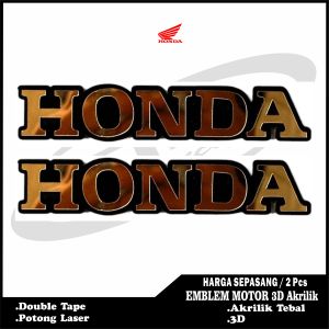 2pc Emblem Logo Tulisan HONDA Motor 3D Timbul Akrilik Variasi Modip