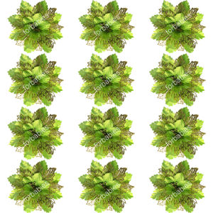 12Pcs 16CM Christmas Flowers with Gold Glitter 3 Layer Perfect for Xmas Tree & Christmas Decor