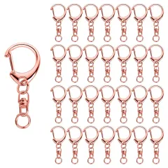 100 Piece D Hook Keychain Hardware With Jump Rings, Metal Split Key Ring  Clips With Chain For Craft