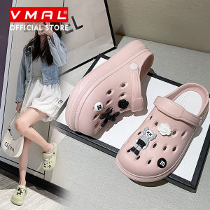 VMAL รองเท้าแตะสำหรับผู้หญิงของแท้พื้นรองเท้านุ่มสำหรับรองเท้าลำลองน้ำหนักเบารองเท้าแบบมีรูระบายอีวาของผู้หญิงอุดตันรองเท้าแตะชายหาดกลางแจ้ง Sepatu Kebun สำหรับผู้หญิง36-45