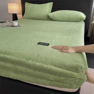 【Super low price】3Pcs Velvet Fleece Fitted Bed Sheet With Elastic Band Anti-slip Adjustable Mattress Cover Thick Warm Bed Cover With Pillowcases