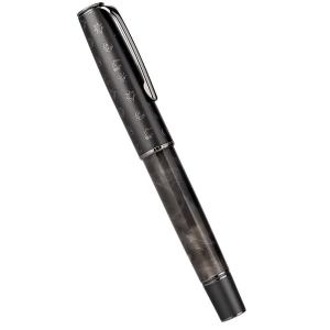 FCHongdian N7 P iston Fountain Pen Matte Gray 24K Gold-plated Carving Cap Exquisite EF/F Nib Writing Ink Pen For Business Office
