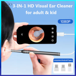 3 ใน 1 น้ำยาล้างหู Visual กล้องเอนโดสโคป HD ไม้แคะหูพร้อมกล้องจิ๋ว 6 ไฟ LED สำหรับ Micro USB/Type C Android Windows PC แล็ปท็อป