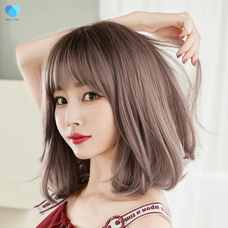 Short hair 2025 wigs with bangs