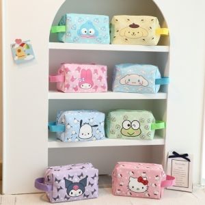 Sanrio Makeup Bag Kawaii Kuromi Cinnamoroll My Melody Hello Kitty Pencil Box Pochacco Coin Wallet Girl Christmas Birthday Gift