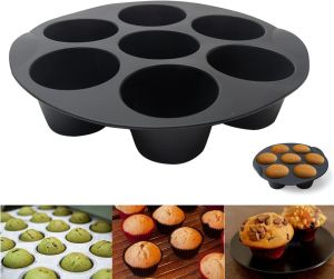 7 Cup Air Fryer Silicone Cupcake Pan Muffin Pan Egg Bites Mold Non-stick Egg Cups Molds Silicone Muffin Pan for Air Fryer Accessories - 7 Mini Muffin Maker Cupcake Tray Baking Mold