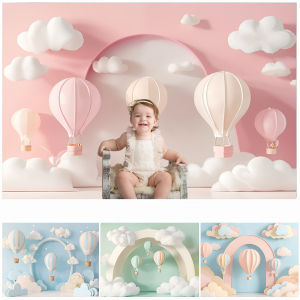 LS Photography Background Hot Air Balloon Bear Decor Cake Smash Kids Birthday Party Newborn Shower Backdrop Photo Studio2026