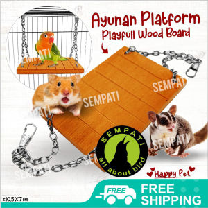 SEMPATI Ayunan Kayu Platform Mainan Burung Lovebird Parkit Parrot Falk Paruh Bengkok Mainan Hamster Sugar Glider Mainan Kayu Goyang Tali Rantai Besi Wood Swing Cradle