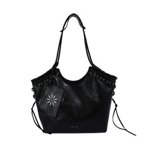 Korean-style fashionable large-capacity tote bag with free coin purse  PU Soft leather stress-relief wide shoulder strap single-shoulder daily commuter bag  #7473