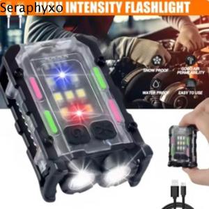 SERAPHYXO Sạc USB Đèn pin móc khóa mini Độ sáng cao 400mAh Đèn làm việc Đa chức năng Mạnh mẽ Đèn kẹp mũ dành cho cắm trại câu cá đi bộ