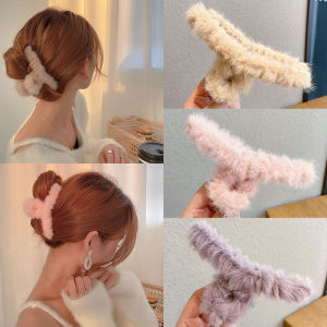 Korean Big Acrylic Hair Claw Clips Furry Shark Clip Big Size Makeup Hair Styling Barrettes for Women Faux Fur Hair Claws Hair Accessories
