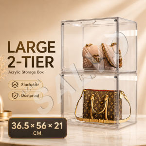 SALVO Transparent Acrylic Bag Magnetic Door Stackable Toys Lady Bag Storage Box Dustproof Acrylic Toy Display Box