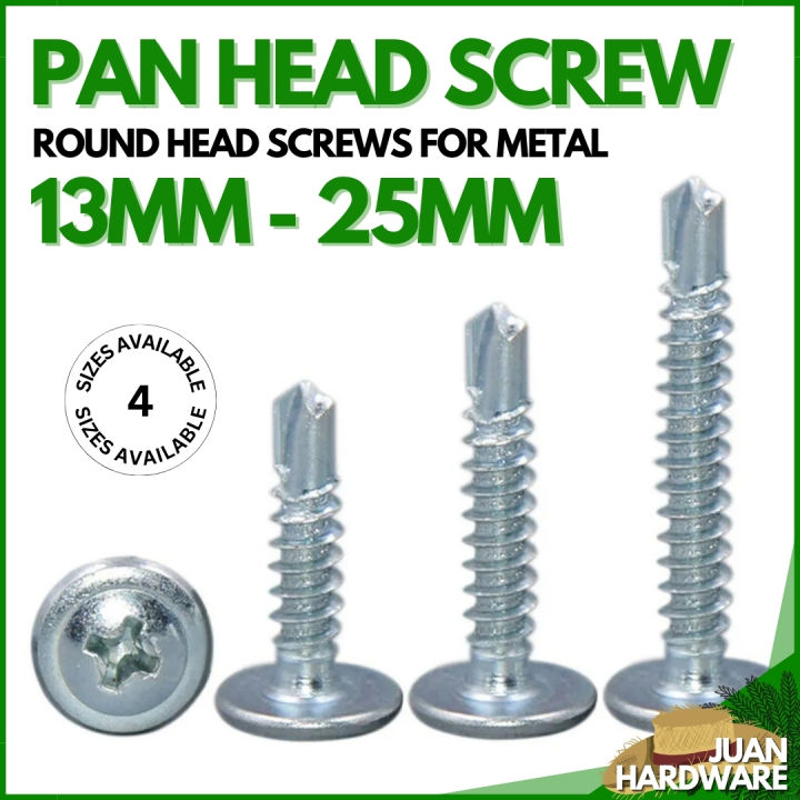 (100 PCS) Pan Head Screw for Metal 1/2 to 1 inch Self-tapping Hardiflex ...