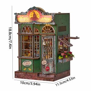 DIY Book Nook Kit Shelf Inser Dollhouse Model Building Kit Wooden Bookshelf Room Dollhouse Bookend Toy For Adults Birthday Gifts