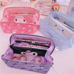 Sanrio กระเป๋าเครื่องเขียน กระเป๋าดินสอ Cinnamon Kuromi ลายการ์ตูน น่ารัก ซิปหลายชั้น Creative Style กระเป๋าดินสอความจุขนาดใหญ่ กล่อง อุปกรณ์การเรียน