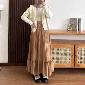 Rok Plisket Susun Mayung Skirt Ruffle Hyget Polos Wanita