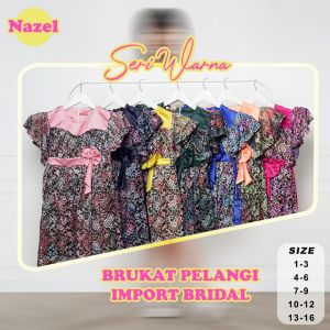 Dress Burkad Pelangi Anak Perempuan Korean style Bahan Burkad Pelangi Bordir embos import Mix Bridal