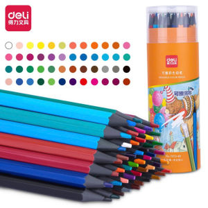 Bút Chì Màu Xóa Được Deli - Bút Chì Màu Học Sinh Chì Đen Cao Cấp - 12/24/36/48 Màu Sắc Tươi Sáng