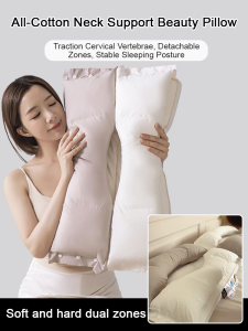 Dual-Zone All-Cotton Neck Pillow Soft Firm Cervical Neck Pain Pillow Neck Support Pillow
