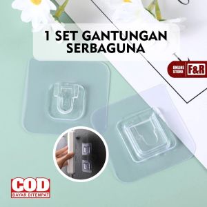 1 Set Perekat Gantungan Tempel Dinding Tembok Kuat Tanpa Paku Socket Hook Multifungsi Serbaguna