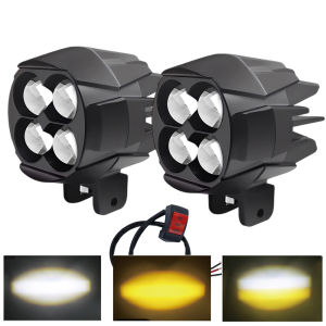 4-Eye Night Hawk Mini Driving Light Auxiliary Light Waterproof Motorcycle Light Dual Color LED Light