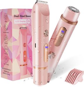 Bikini Trimmer for Women 2in1 High Power Epilators Hair Removal Waterproof Electric Razors Womens Electric Razor Pubic Hair Trimmer Shaver for Women for Ladies Pubic Face Underarms Legs (Blue)