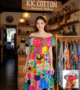 👗 เดรส 2in1 2สไตล์ เปิดไหล่/ปิดไหล่ | Handmade Patchwork รอบตัว | ผ้าป่านอินเดีย นุ่มเบา | M–6XL | แถมฟรี! ที่คาดผมเข้าชุด 🎁
