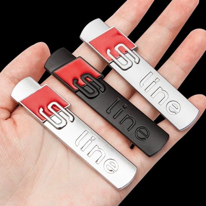 1PCS 3D METAL CAR S LINE EMBLEM STICKER BADGE DECORATION FOR AUDI SLINE ...