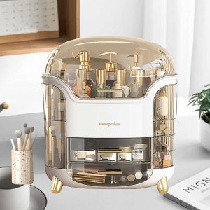 Set Organizer Kotak Make Up Adjustable Storage Box Display Cosmetic Organizer Dustproof Akrilik Putih  30 x 20 x 34 cm- Rak Make Up Kosmetik Storage Box Organizer Acrylic-Kontainer Rak Polos Make up Wanita Minimalis Kaca Acrylik-Storage Box Display Mewah