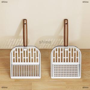 [COD] shiou ทัพพีตักทรายแมวด้ามยาวทำจากไม้ตักของเสียเครื่องมือทำความสะอาดพลั่วสำหรับสัตว์เลี้ยงด้ามยาวพลั่วตักทรายแมว