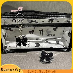 Butterfly กระเป๋าใส่ดินสอโปร่งแสงลายการ์ตูนกระเป๋าใส่เครื่องเขียนหลายชั้นแนวตั้งขนาดใหญ่จุได้เยอะกระเป๋าใส่ไปโรงเรียนกระเป๋าเครื่องสำอาง