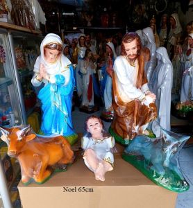 Bộ tượng Noel 65cm trang trí Giáng Sinh quà tặng công giáo chất liệu composite dày nặng