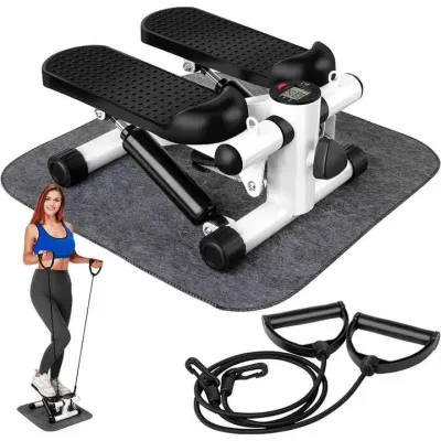 【SG Dliver】Stepper Gym & Fitness Exercise Step Stepper Machine + 2 Pcs Resistance Band Slimming Foot MachineStepper legs fitness exercise machine Step exercise machine gym fitness equipment