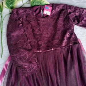 Gamis Anak Burgundy 4-11 Tahun Baju Muslim Anak Gamis Brukat Tutu Pakaian Syari Anak Perempuan