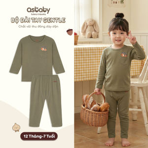 Bộ dài tay trơn basic Gentle thương hiệu Asbaby vải petit cotton viscose cho bé từ 12 tháng - 7 tuổi