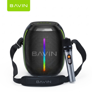 BAVIN BM58 Hi-Res Audio 250W Portable Bass Party Bluetooth Karaoke Speaker 12000mAh w/RGB LED Lights+Wireless Microphone
