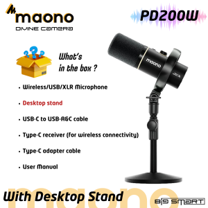 Maono PD200W Hybrid Podcasting Microphone ( 2.4GHz Wireless & USB & XLR Microphone )