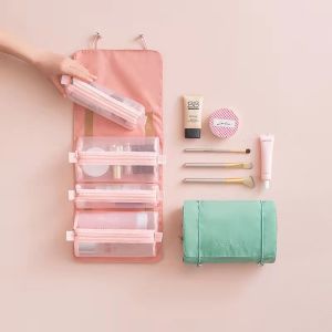 Túi đựng mỹ phẩm du lịch đựng đồ trang điểm cỡ lớn 4in1 có thể tháo dời tiện lợi