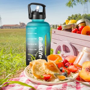 QuiFit Motivational Water Bottle 2.2L 73OZ with Time Maker & Straw Durable and Recycle Tumbler BPA Free Bottles for Fitness Outdoor Enthusiasts