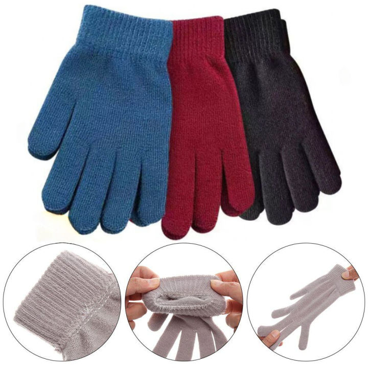 Thermal Wrist Warmer Full Fingered Gloves Solid Knitted Gloves Warm