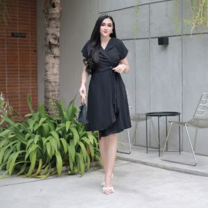 Pakaian Wanita Dress Terbaru Model Korean Style Bahan Crincle Airflow Ukuran All Size
