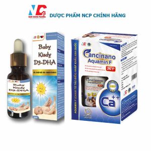 Combo CANCINANO AQUAMIN F NCP và Vitamin BABY KISDY D3 - DHA giúp bổ sung canxi hữu cơ tăng hấp thu canxi tối đa giúp phát triển chiều cao bảo về hệ xương răng chắc khỏe