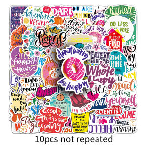 50Pcs Inspirational English Sentences Sticker For Suitcase Skateboard Laptop Luggage Phone Reusable Sticker
