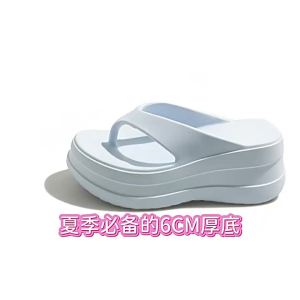 [Free Shipping] 6CM Thick-Soled Beach Sandals Womens Summer Outdoor Flip-Flops Non-Slip Odor-Resistant Height-Increasing Womens Flip-Flops