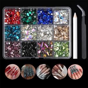 12 Grids Nail Crystals Rhinestones Flat Back Stones Gems Nails Art Charms Special-Shaped Rhinestones Crystals Decoration